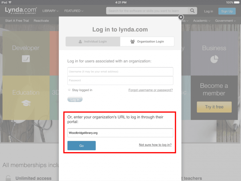 Logging In to LinkedIn Learning - Step 3