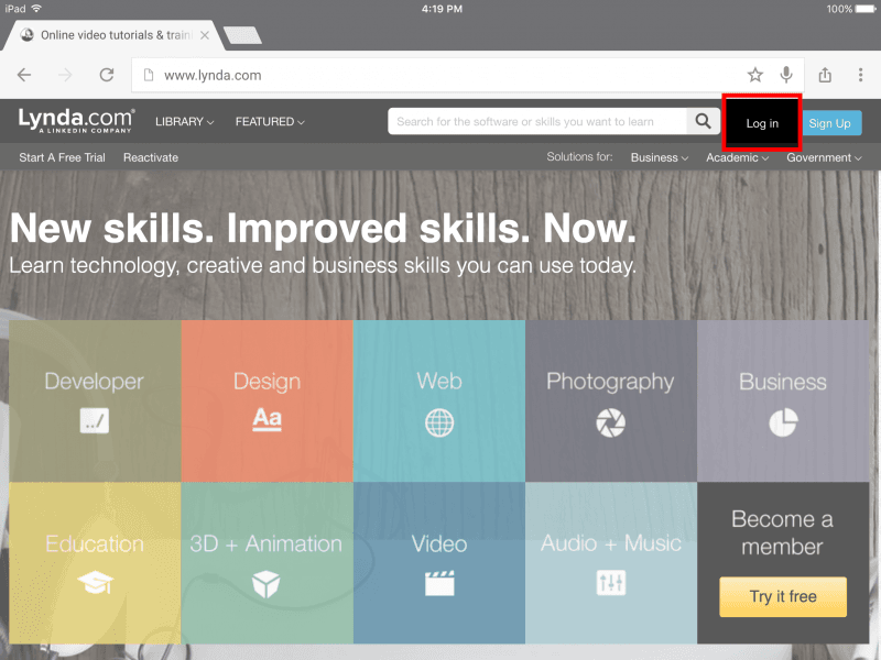Logging In to LinkedIn Learning - Step 1